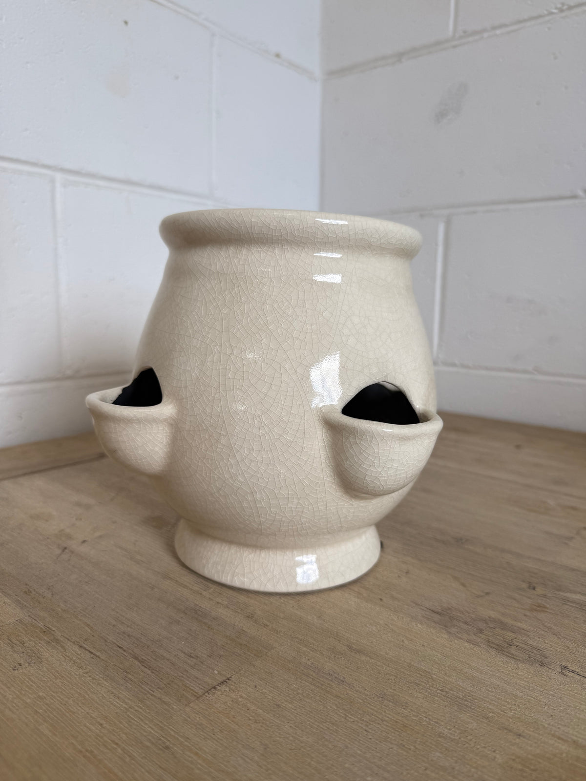 Terracotta Clayworks White Strawberry Pot