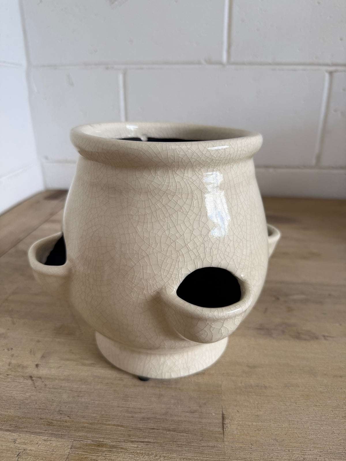 Terracotta Clayworks White Strawberry Pot