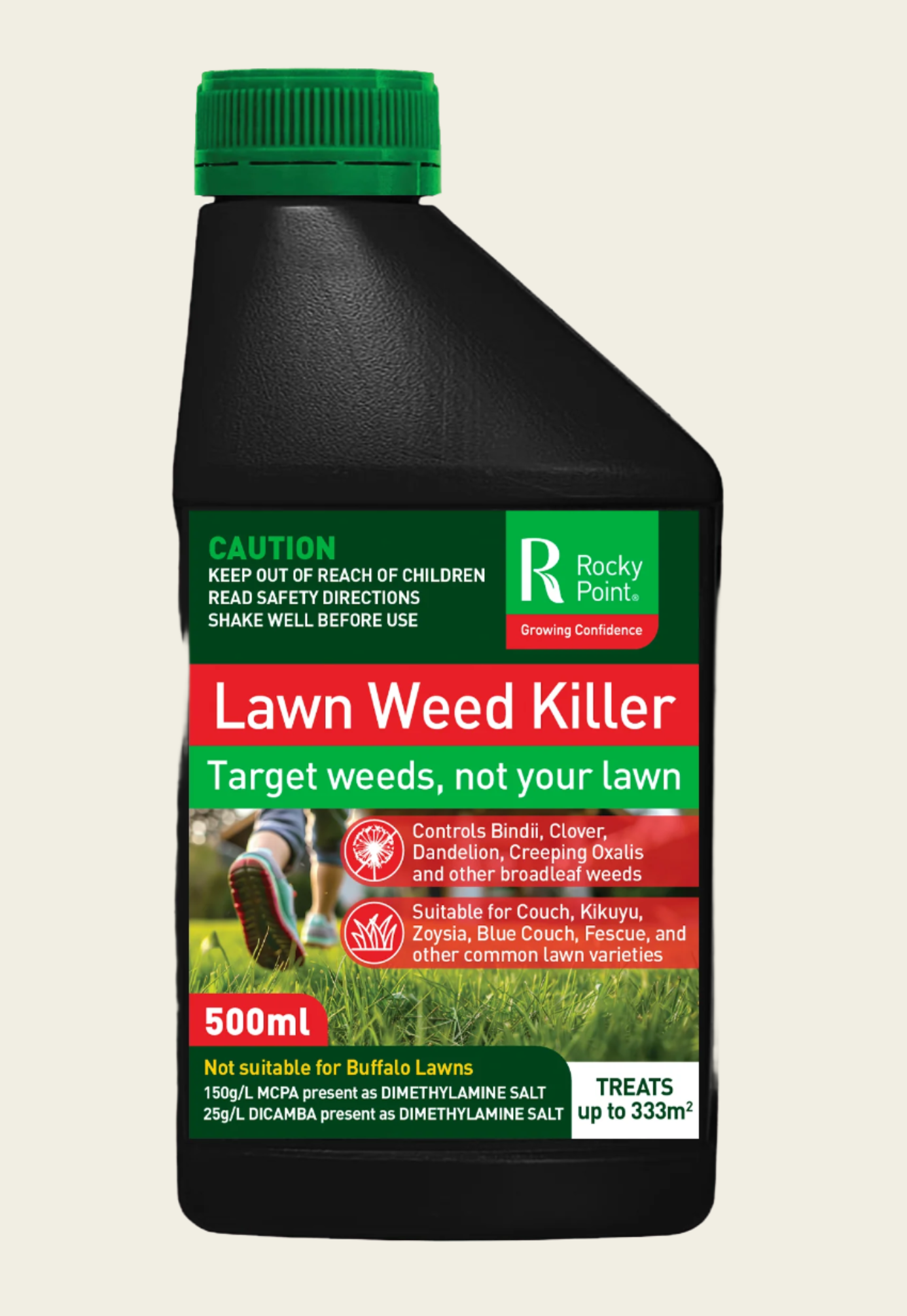 Lawn Weed Killer bottle with Rocky Point branding on a white background