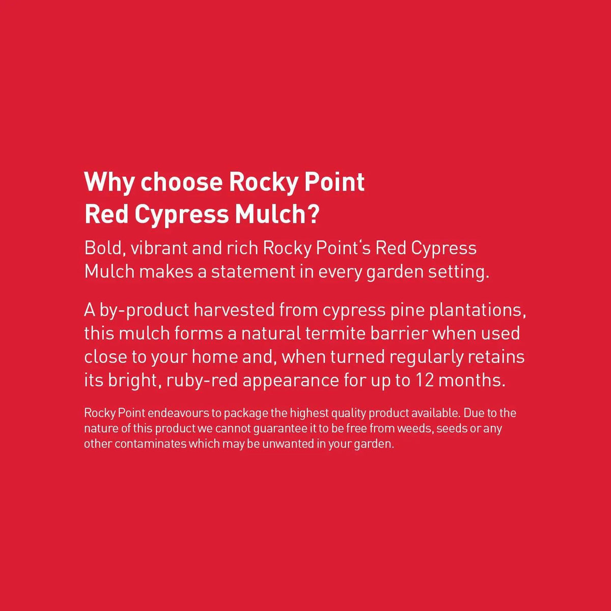 Red cypress mulch 50L — bulk mulch Wide Bay Fraser Coast