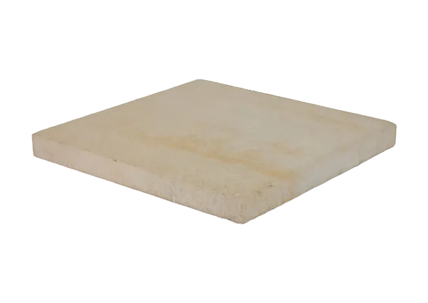 A rectangular, coral-colored paver with a uniform texture and edges, designed for outdoor paving.