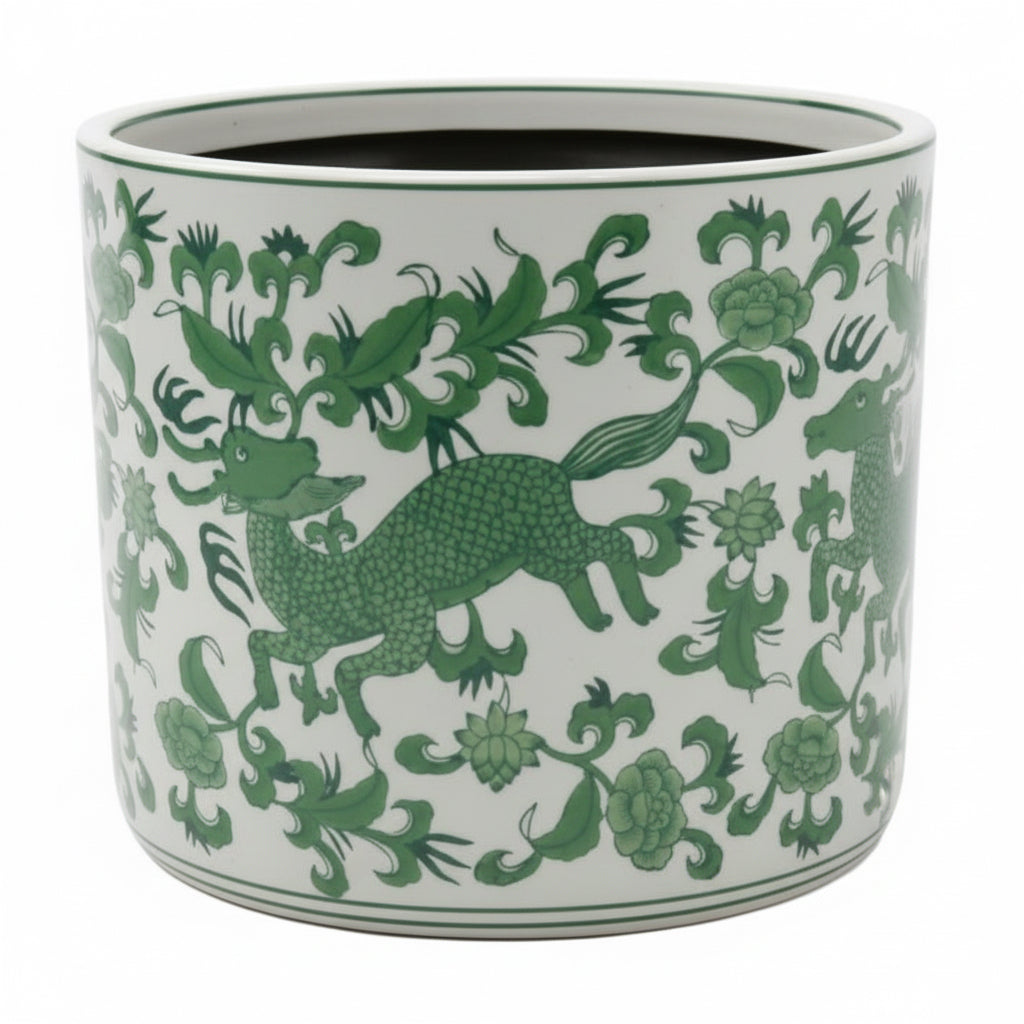 Large Cylinder Pot - Longma Green