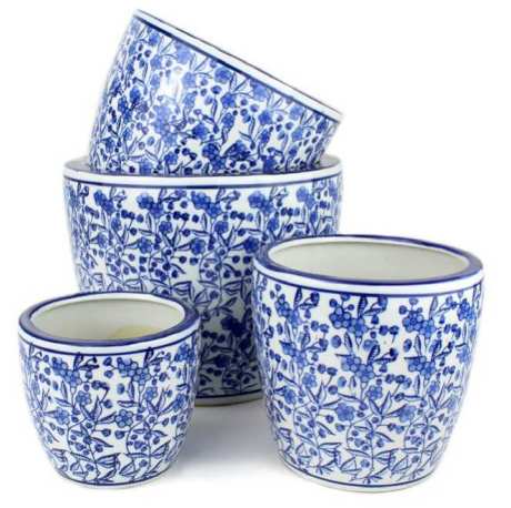 Large Round Pot with Saucer - Spring