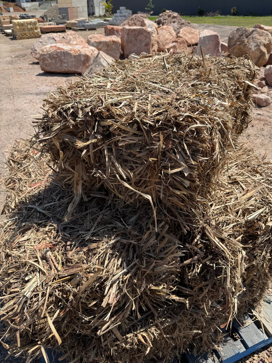 Sugar cane mulch bale for garden beds and veggie patches — Burrum Landscape Supplies Howard QLD