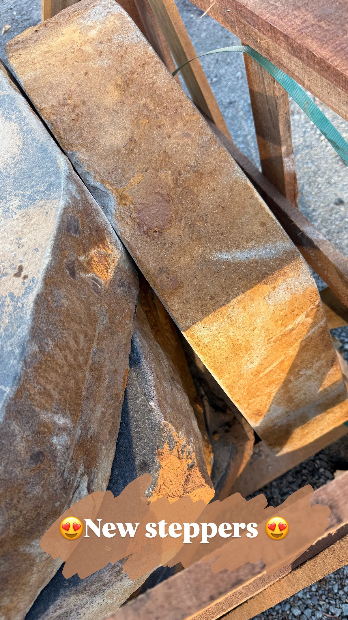 Basalt flamed organic step showing natural brown edge finish — Burrum Landscape Supplies Howard QLD