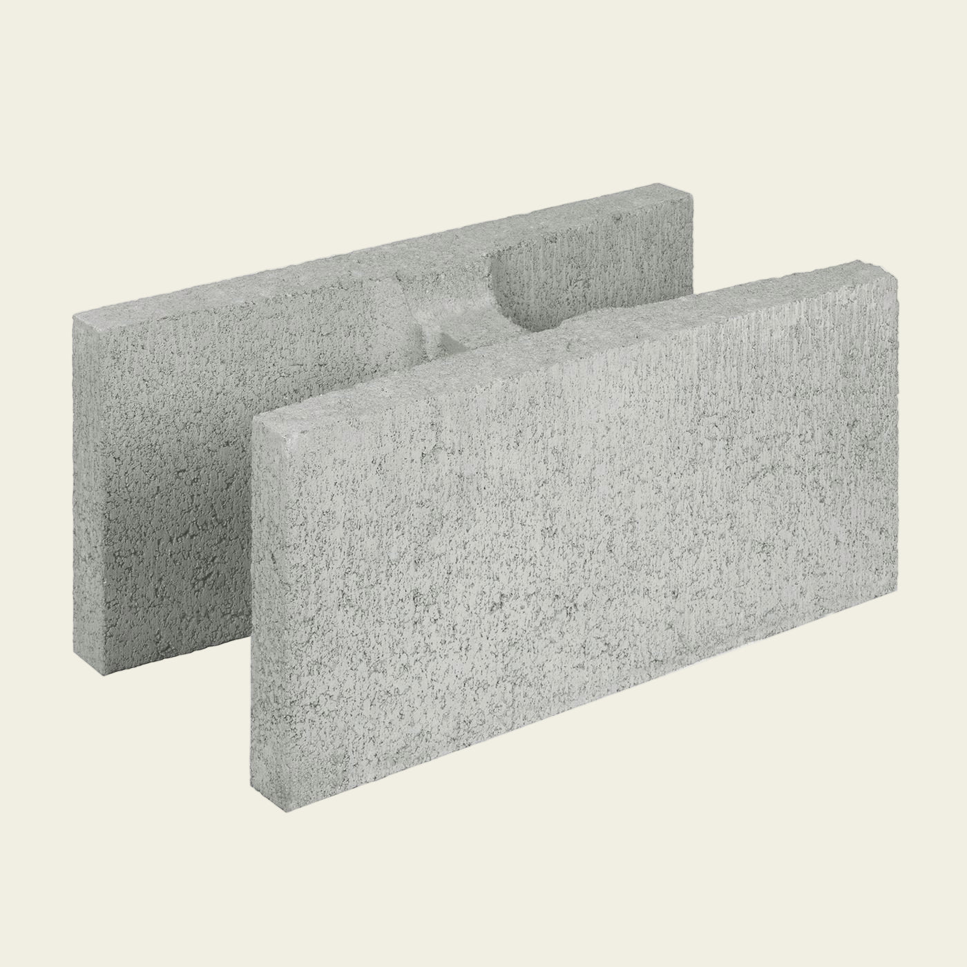 Two gray concrete blocks on a white background