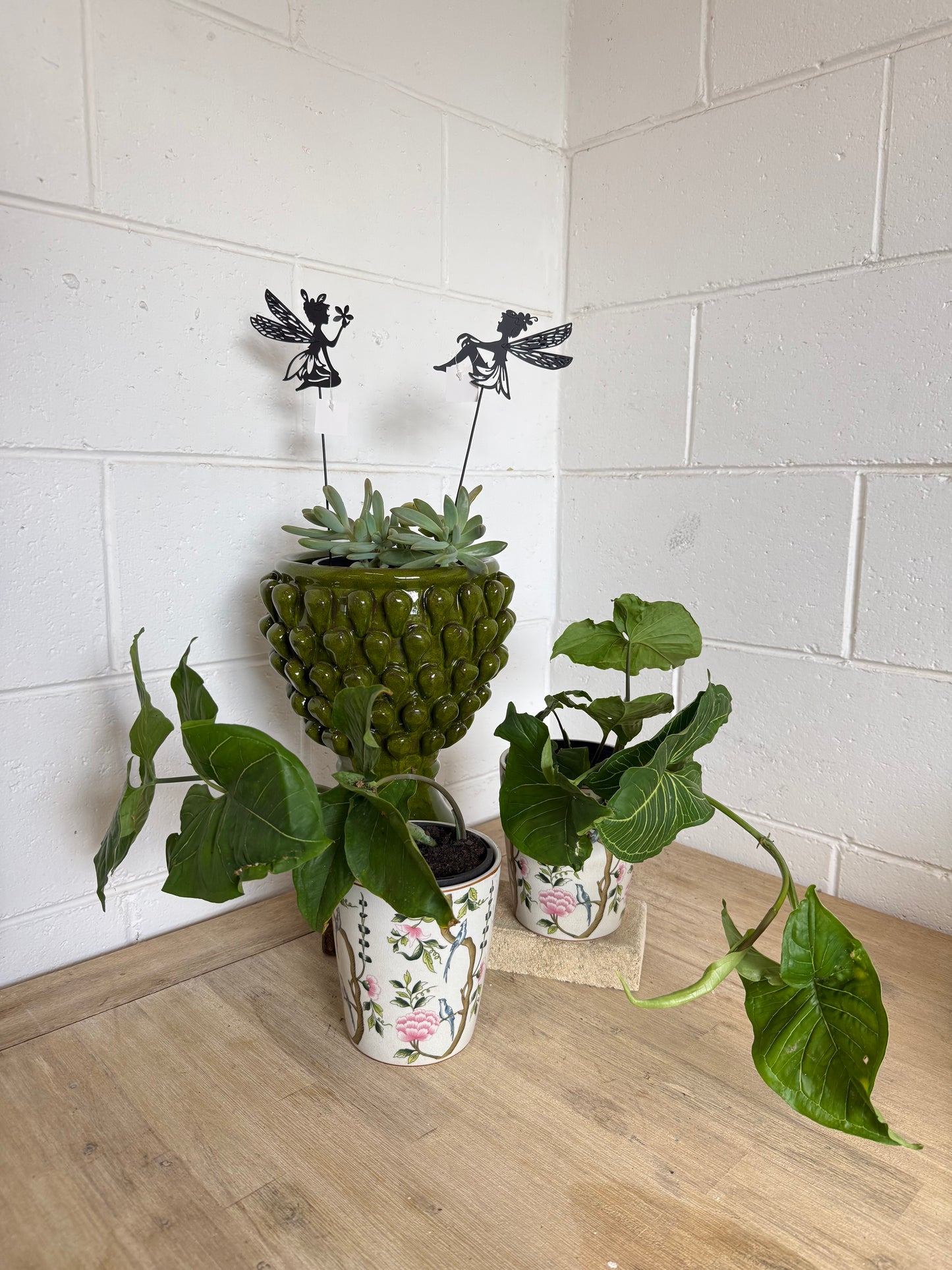 Hobnail Portuguese Green Pedestal Planter - Medium