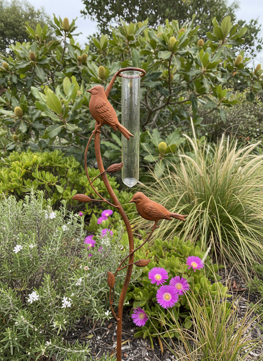 Birds on a Vine Rain Gauge