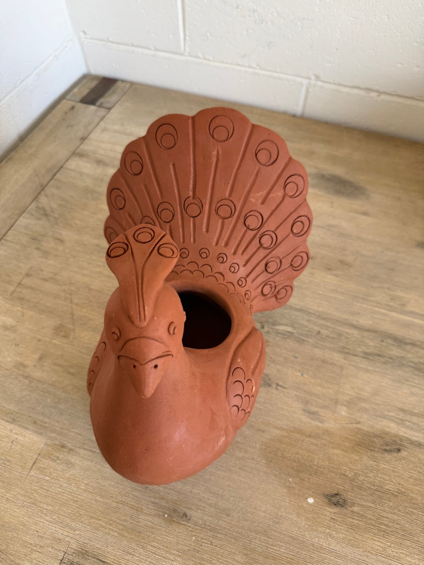 Terracotta Peacock Planter
