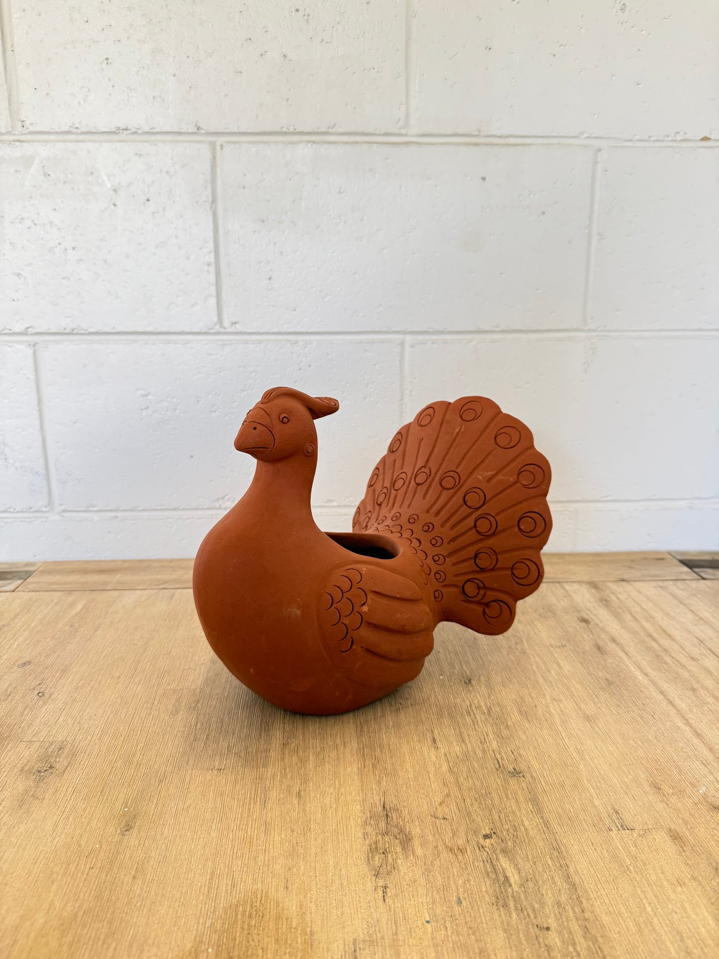 Terracotta Peacock Planter
