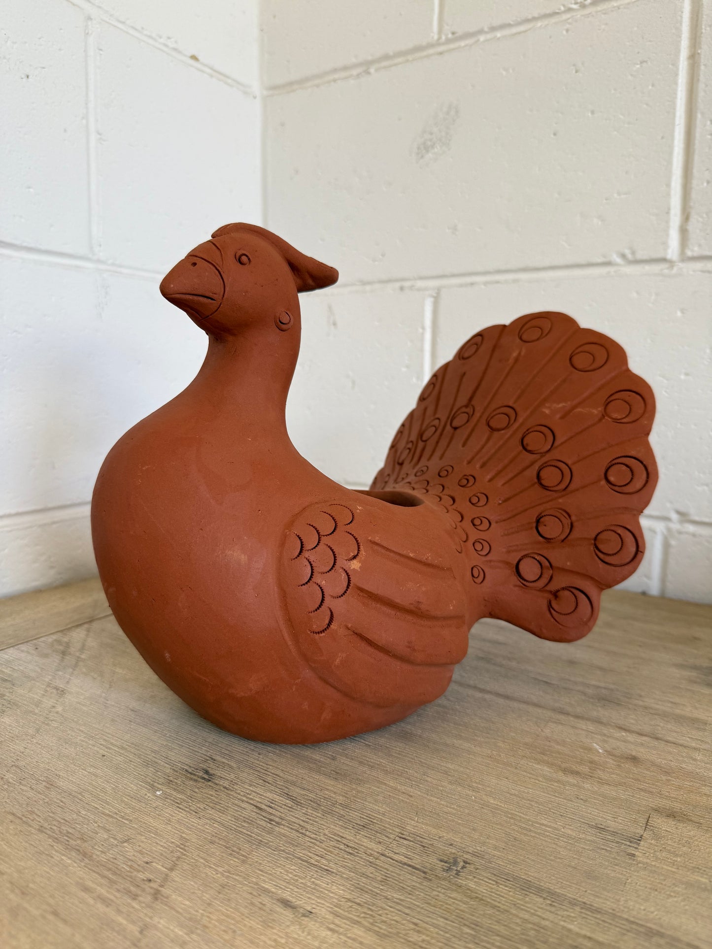Terracotta Peacock Planter