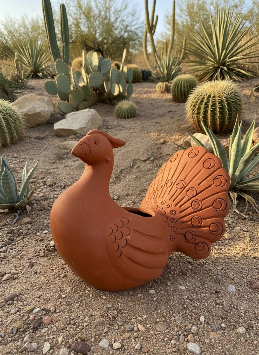 Terracotta Peacock Planter