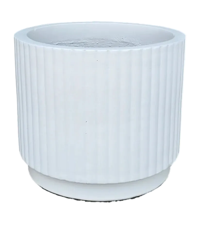 Ceramic vase with textured surface on a white background