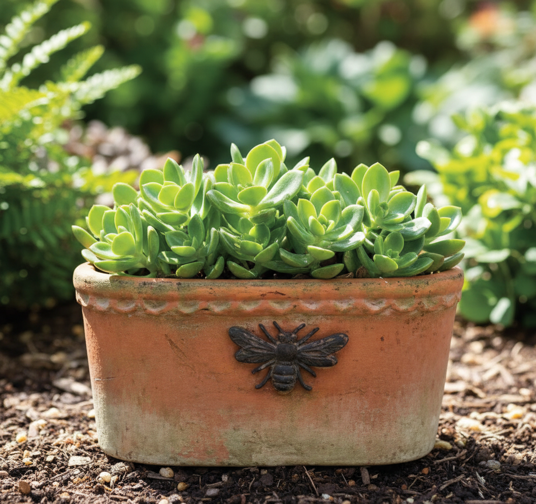 Terracotta Oval Bee Pot - Small