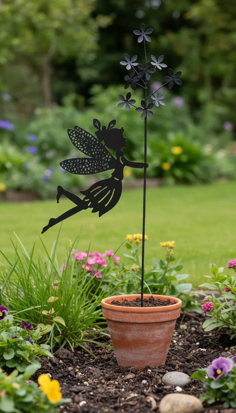 Fairy in the breeze stake - black