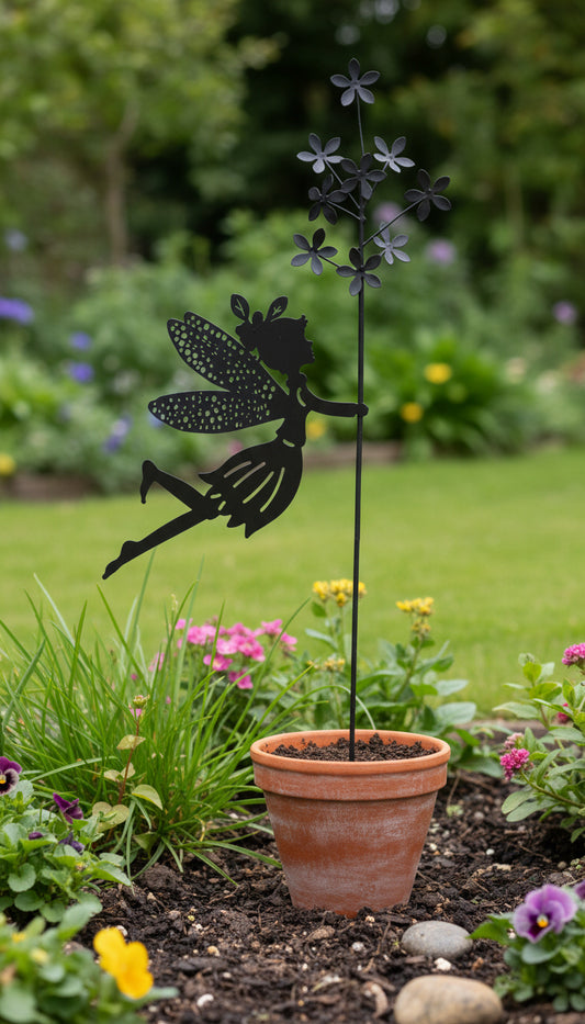 Fairy in the breeze stake - black