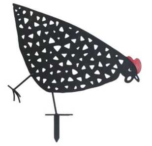Metal Hens Garden Stake 2